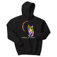 Solar Eclipse 2024 Cat Wearing Solar Eclipse Glasses Kids Hoodie