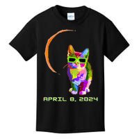 Solar Eclipse 2024 Cat Wearing Solar Eclipse Glasses Kids T-Shirt