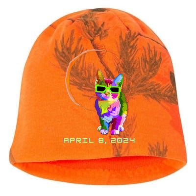 Solar Eclipse 2024 Cat Wearing Solar Eclipse Glasses Kati - Camo Knit Beanie