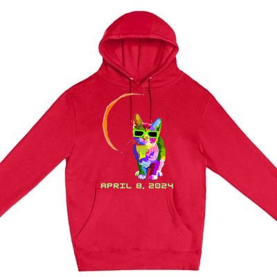 Solar Eclipse 2024 Cat Wearing Solar Eclipse Glasses Premium Pullover Hoodie