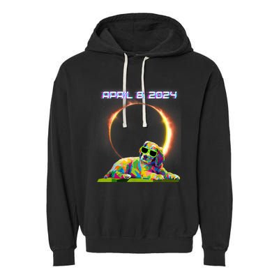 Solar Eclipse 2024 April 8 Dog Solar Eclipse Glasses Garment-Dyed Fleece Hoodie