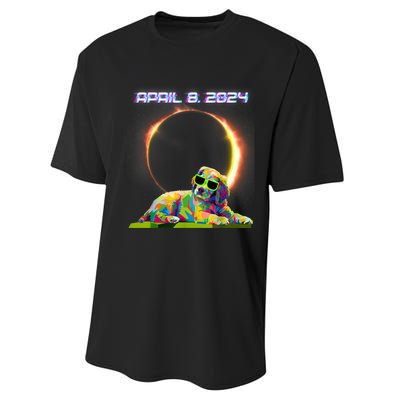 Solar Eclipse 2024 April 8 Dog Solar Eclipse Glasses Performance Sprint T-Shirt