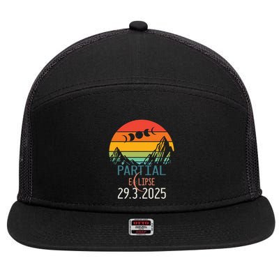 Solar Eclipse 2025 Funny Partial Solar Eclipse 2025 29 March Great Gift 7 Panel Mesh Trucker Snapback Hat