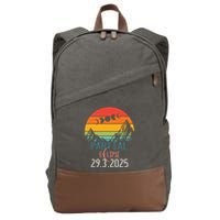 Solar Eclipse 2025 Funny Partial Solar Eclipse 2025 29 March Great Gift Cotton Canvas Backpack
