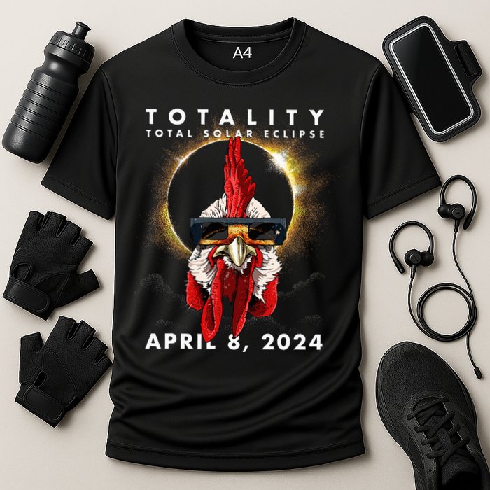 Solar Eclipse 2024 Chicken Rooster Cooling Performance Crew T-Shirt