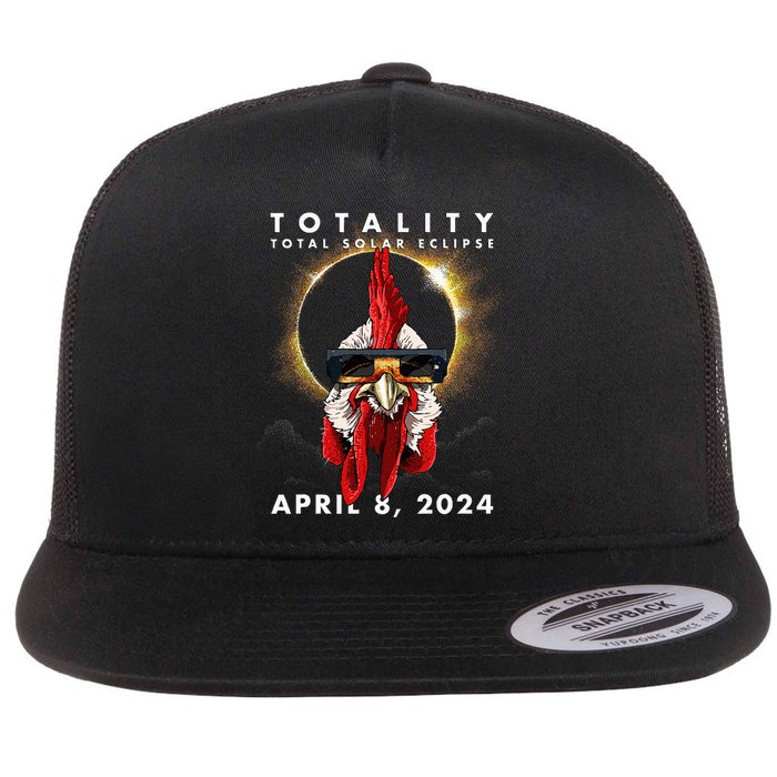 Solar Eclipse 2024 Chicken Rooster Flat Bill Trucker Hat