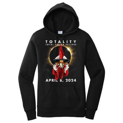 Solar Eclipse 2024 Chicken Rooster Women's Pullover Hoodie