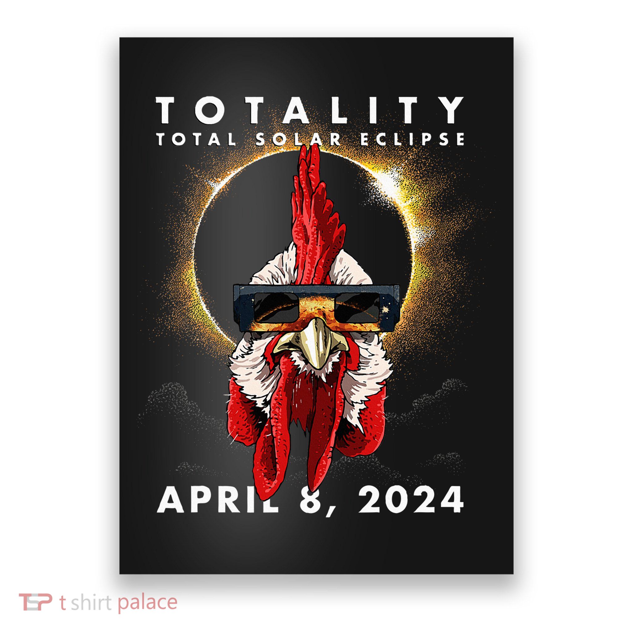 Solar Eclipse 2024 Chicken Rooster Poster