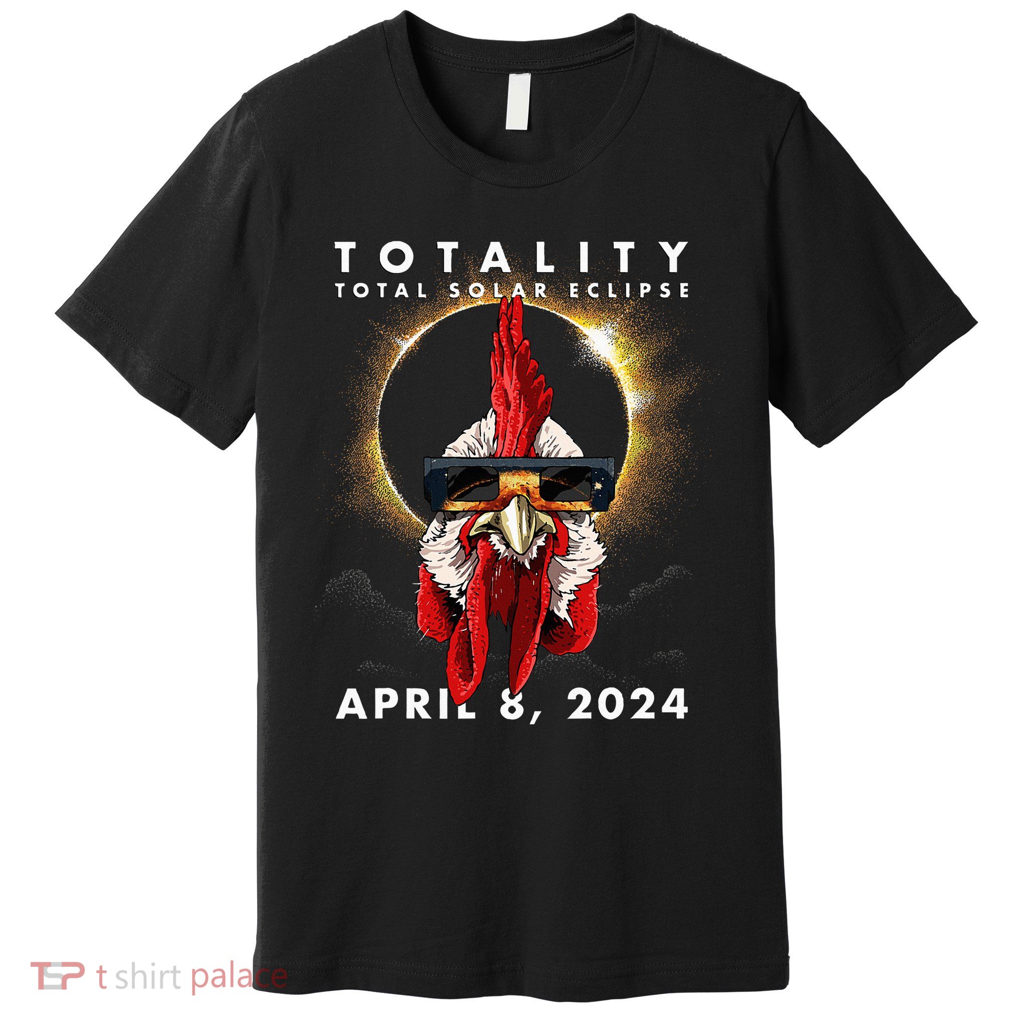 Solar Eclipse 2024 Chicken Rooster Premium T-Shirt