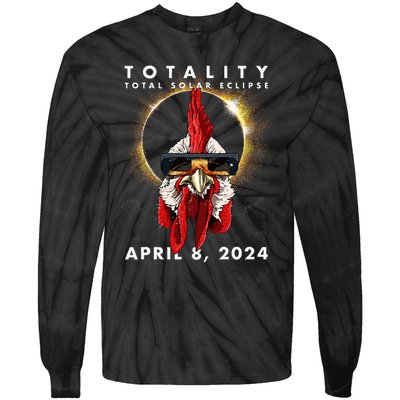 Solar Eclipse 2024 Chicken Rooster Tie-Dye Long Sleeve Shirt