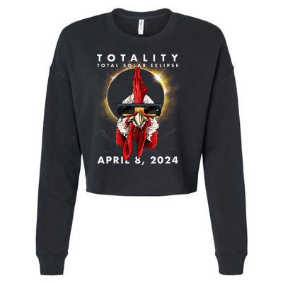 Solar Eclipse 2024 Chicken Rooster Cropped Pullover Crew