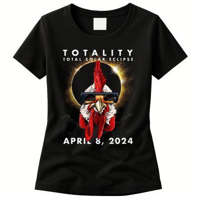 Solar Eclipse 2024 Chicken Rooster Womens T-Shirt