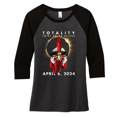 Solar Eclipse 2024 Chicken Rooster Women's Tri-Blend 3/4-Sleeve Raglan Shirt