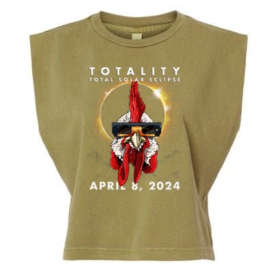 Solar Eclipse 2024 Chicken Rooster Garment-Dyed Women's Muscle Tee