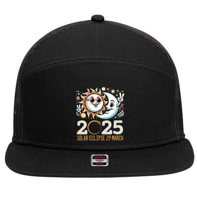 Solar Eclipse 2025 Partial Eclipse 2025 29 March Design Gift 7 Panel Mesh Trucker Snapback Hat