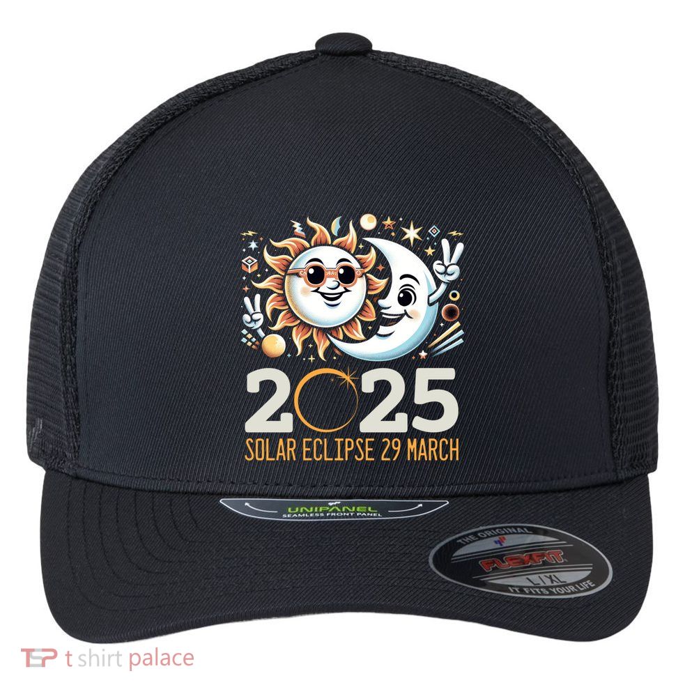 Solar Eclipse 2025 Partial Eclipse 2025 29 March Design Gift Flexfit Unipanel Trucker Cap