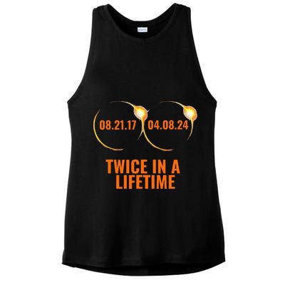 Solar Eclipse 2024 Twice In A Lifetime Solar Eclipse Ladies PosiCharge Tri-Blend Wicking Tank