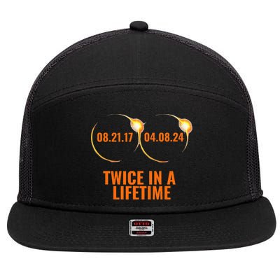 Solar Eclipse 2024 Twice In A Lifetime Solar Eclipse 7 Panel Mesh Trucker Snapback Hat