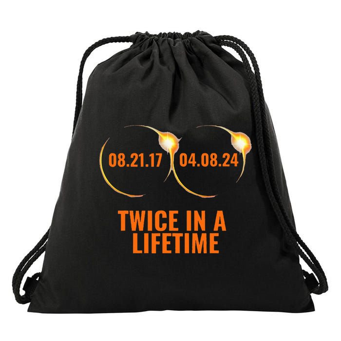 Solar Eclipse 2024 Twice In A Lifetime Solar Eclipse Drawstring Bag