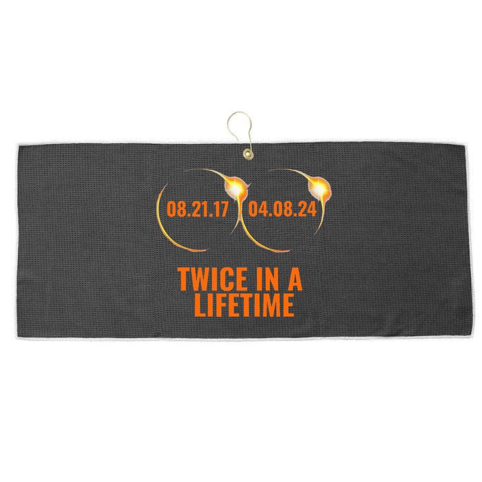 Solar Eclipse 2024 Twice In A Lifetime Solar Eclipse Large Microfiber Waffle Golf Towel