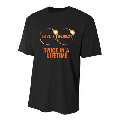 Solar Eclipse 2024 Twice In A Lifetime Solar Eclipse Youth Performance Sprint T-Shirt