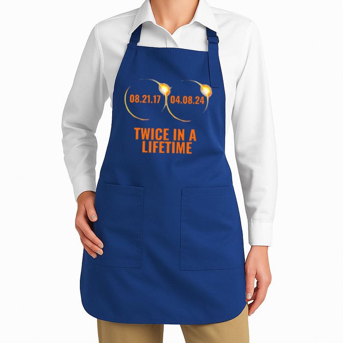 Solar Eclipse 2024 Twice In A Lifetime Solar Eclipse Full-Length Apron With Pockets