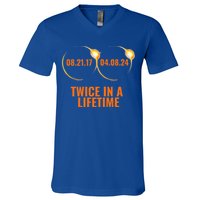 Solar Eclipse 2024 Twice In A Lifetime Solar Eclipse V-Neck T-Shirt