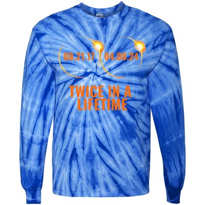 Solar Eclipse 2024 Twice In A Lifetime Solar Eclipse Tie-Dye Long Sleeve Shirt