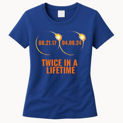 Solar Eclipse 2024 Twice In A Lifetime Solar Eclipse Womens T-Shirt