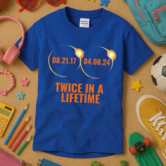 Solar Eclipse 2024 Twice In A Lifetime Solar Eclipse Kids T-Shirt