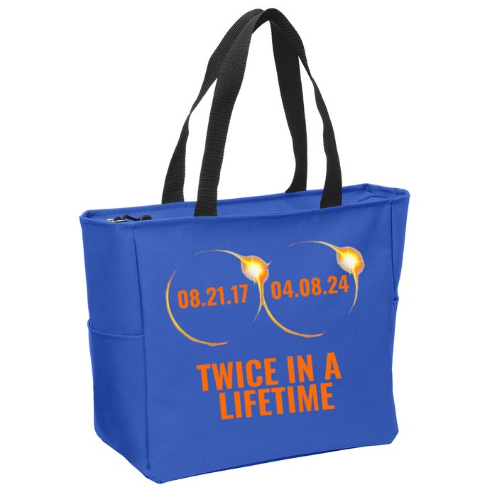Solar Eclipse 2024 Twice In A Lifetime Solar Eclipse Zip Tote Bag
