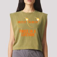 Solar Eclipse 2024 Twice In A Lifetime Solar Eclipse Garment-Dyed Women's Muscle Tee