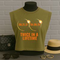 Solar Eclipse 2024 Twice In A Lifetime Solar Eclipse Garment-Dyed Women's Muscle Tee