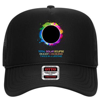 Solar Eclipse 2024 Twice In A Lifetime 2017 Totality High Crown Mesh Back Trucker Hat