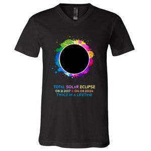 Solar Eclipse 2024 Twice In A Lifetime 2017 Totality V-Neck T-Shirt