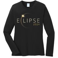 Solar Eclipse 2024 Total Solar Eclipse 4.08.24 Trending Design Eclipse Ladies Long Sleeve Shirt