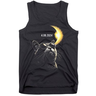 Solar Eclipse 2024 Total Eclipse April 8th 2024 Cat Tank Top