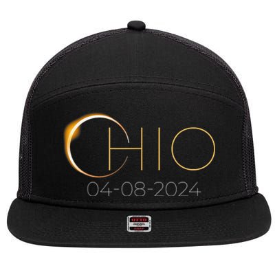 Solar Eclipse 2024 State Ohio Total Solar Eclipse 7 Panel Mesh Trucker Snapback Hat