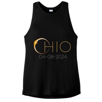 Solar Eclipse 2024 State Ohio Total Solar Eclipse Ladies PosiCharge Tri-Blend Wicking Tank