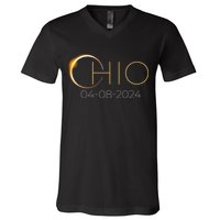 Solar Eclipse 2024 State Ohio Total Solar Eclipse V-Neck T-Shirt