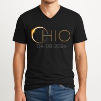 Solar Eclipse 2024 State Ohio Total Solar Eclipse V-Neck T-Shirt
