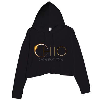 Solar Eclipse 2024 State Ohio Total Solar Eclipse Crop Fleece Hoodie