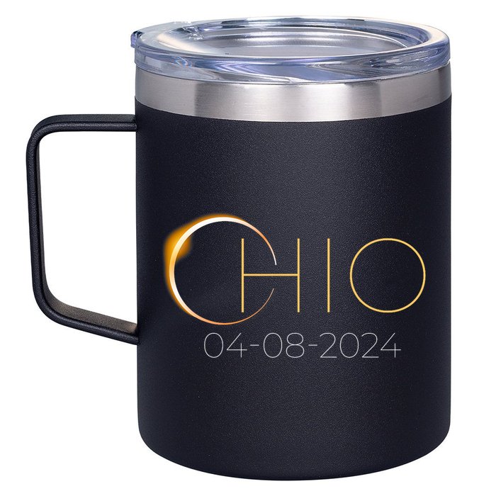 Solar Eclipse 2024 State Ohio Total Solar Eclipse 12oz Stainless Steel Coffee Mug