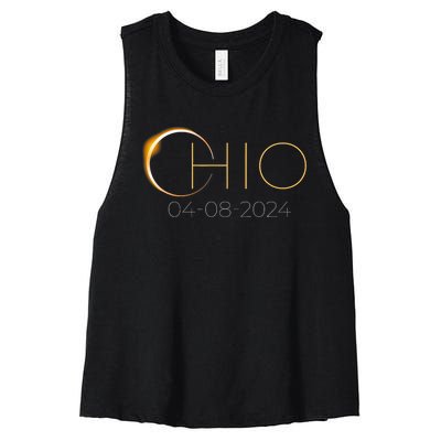 Solar Eclipse 2024 State Ohio Total Solar Eclipse Women's Racerback Cropped Tank