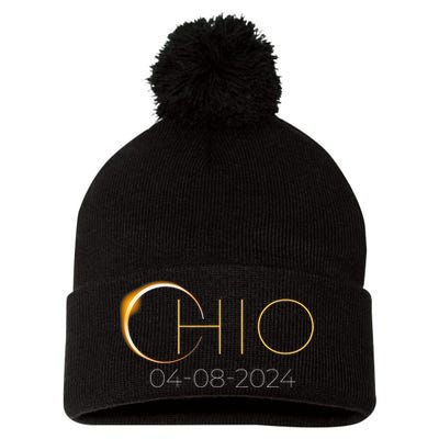 Solar Eclipse 2024 State Ohio Total Solar Eclipse Pom Pom 12in Knit Beanie