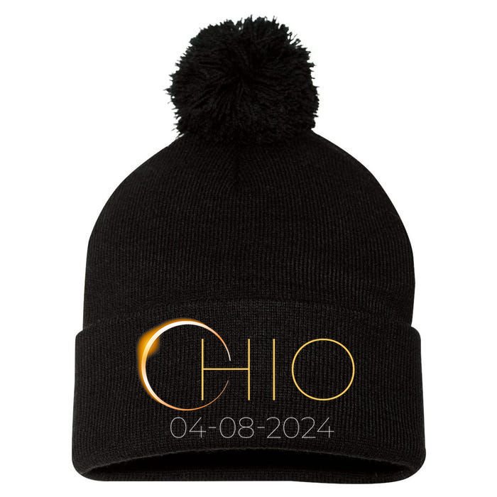 Solar Eclipse 2024 State Ohio Total Solar Eclipse Pom Pom 12in Knit Beanie