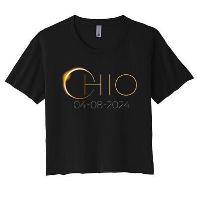 Solar Eclipse 2024 State Ohio Total Solar Eclipse Women's Crop Top Tee