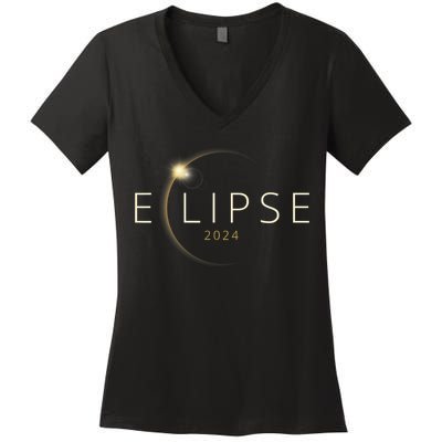 Solar Eclipse 2024 Total Solar Eclipse Women's V-Neck T-Shirt