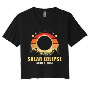 Solar Eclipse 2024 Total Solar Eclipse April 8 2024 Women's Crop Top Tee