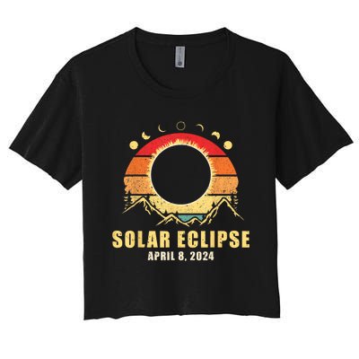 Solar Eclipse 2024 Total Solar Eclipse April 8 2024 Women's Crop Top Tee